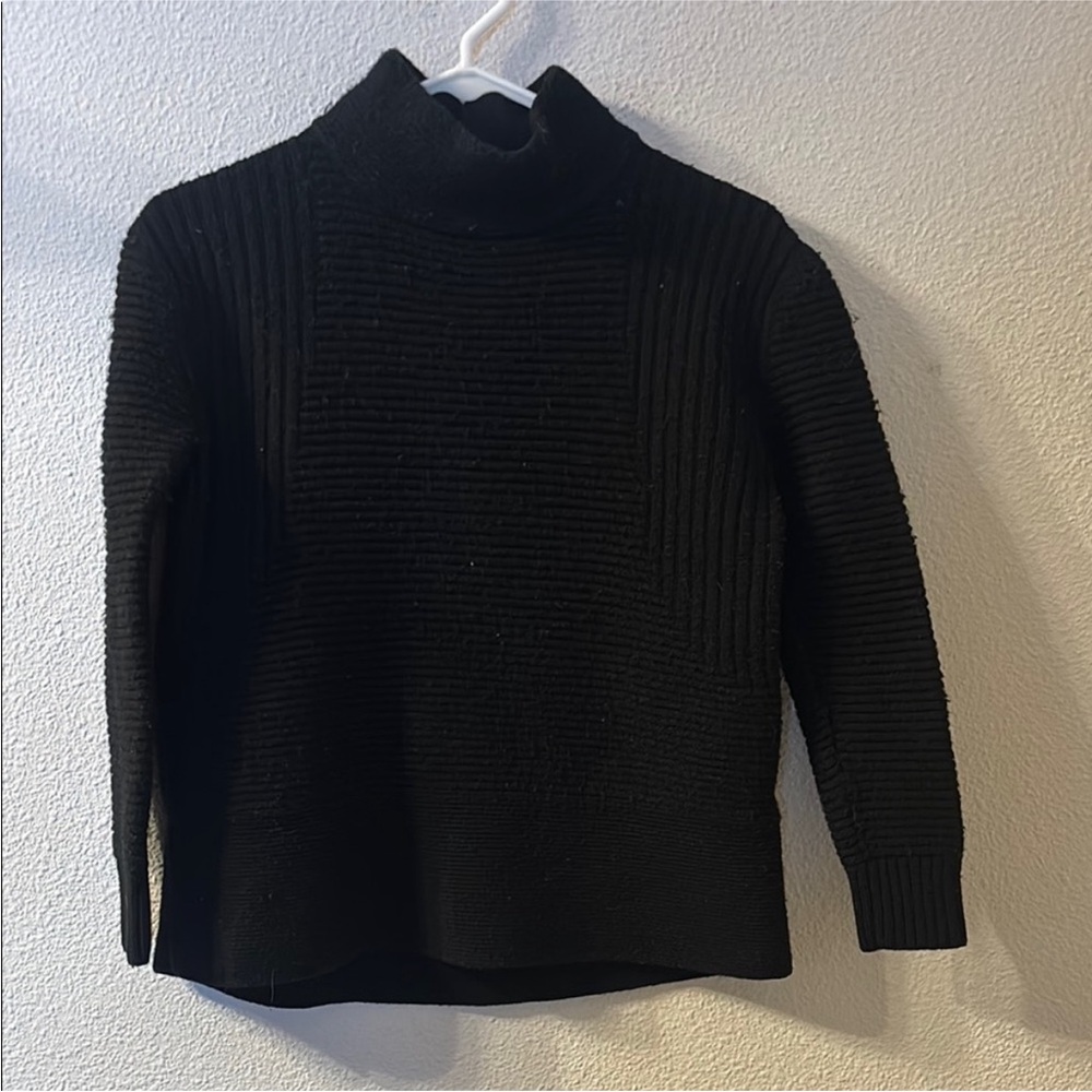 Athleta Black Turtleneck Ribbed Sweater